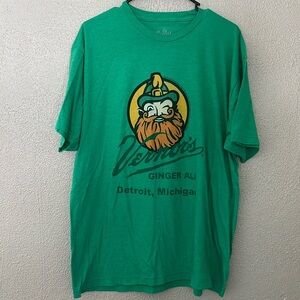 Mens Vernor’s Ginger Ale Tshirt, Gnome Green Detroit XL St Patrick’s Day
